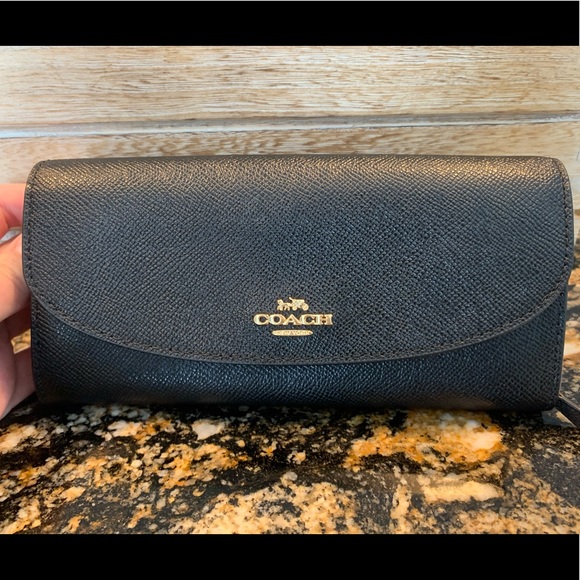 🌿SOLD🌿Coach Wallet Crossgrain leather NWT Black - Picture 2 of 11